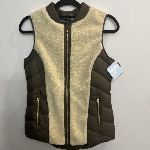 Athlete Faux Fur Puffer Vest Xs Winter Cozy Boho Cottage Core - Picture 2 of 11